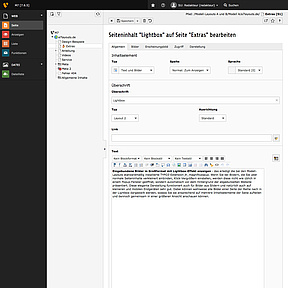 Typischer Seiteninhalt vom Typ Text und Bilder im TYPO3-Backend